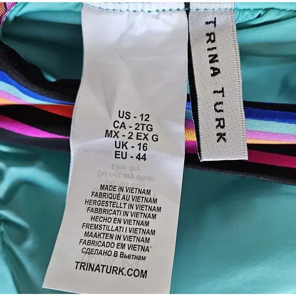 TRINA TURK Women's 12 Electric Reef Swimsuit One Piece V-Neck Halter Tropical - Picture 6 of 10